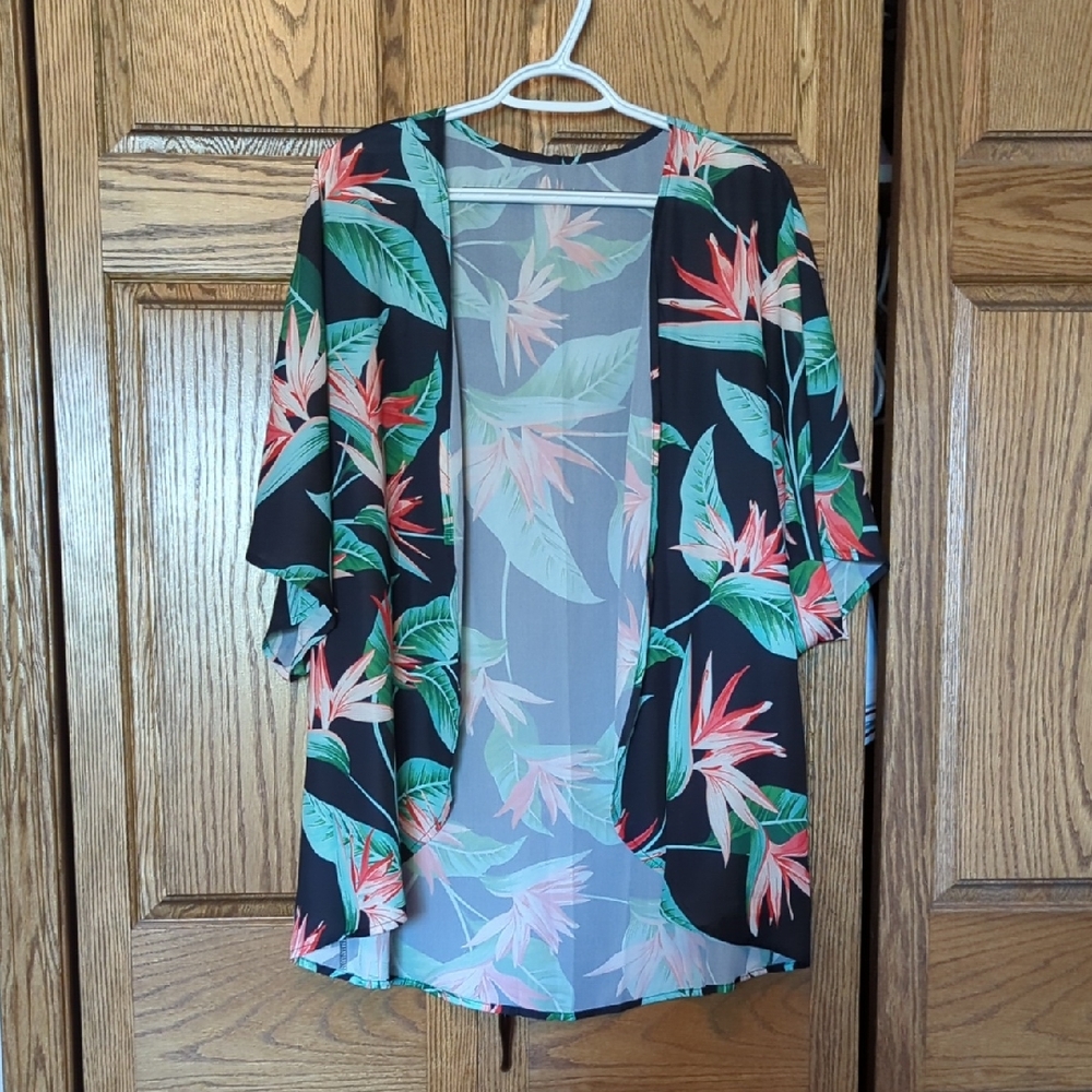 Tropical Floral Kimono Cover-Up